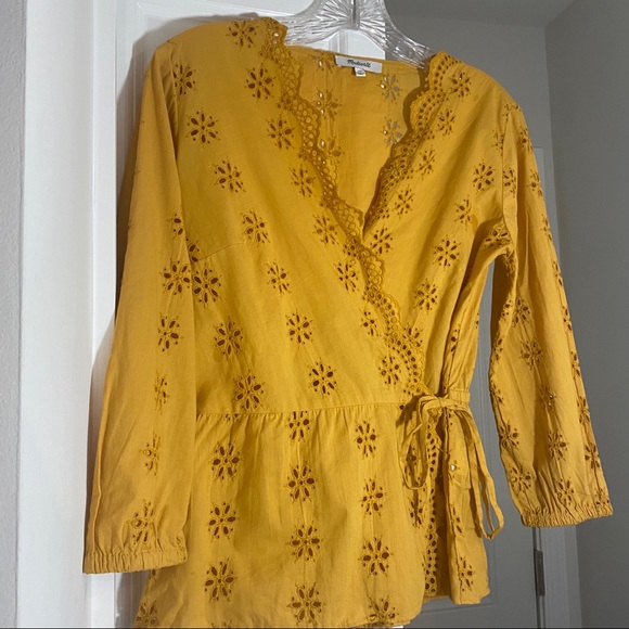 Madewell Scalloped Eyelet Wrap Top - Picture 6 of 10